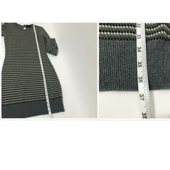 French Connection Gray Blue Gold Black Striped Knit Sweater Dress Women's Size 6 - Picture 10 of 12
